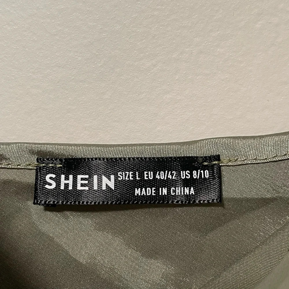 Olive Green Cowl Neck Satin Cami  Slip Dress - L - Picture 6 of 7